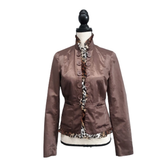 2B Bebe Jackets & Blazers - BEBE LEOPARD PRINT BLAZER Brown sz M
